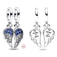 Šarm Striebro 925 trblietavé rozdelené anjelské krídla 2v1, náramok prívesok symbol