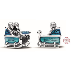 Prívesok Striebro 925 Disney Ľadové kráľovstvo Elsa a Anna na saniach, korálik na náramku film