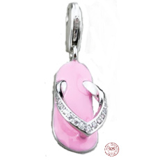 Prívesok Strieborný 925 kabát - ružové papuče, prívesok na náramku so zapínaním na homára