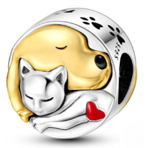 Striebro 925 Pes a mačka, náramok z korálok