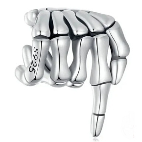 Charm Striebro 925 Ruka kostlivca, korálka na náramok Halloween Charm Striebro 925 Ruka kostlivca, korálka na náramok Halloween