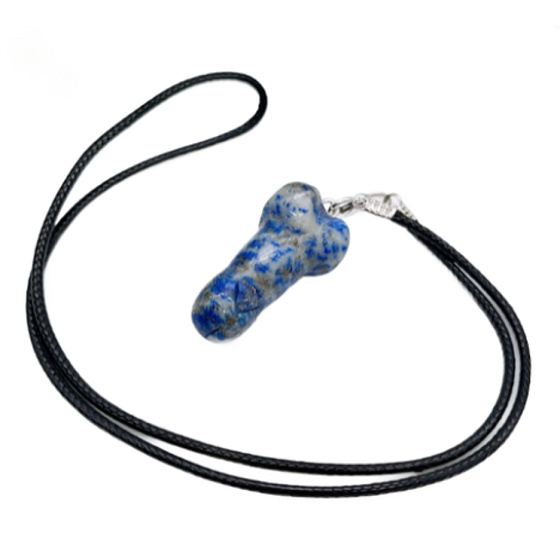 Sodalit Penis amulet pro plodnost, přívěsek přírodní kámen ručně broušený 3 cm, kámen komunikace