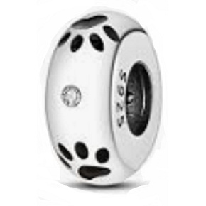 Charm Tlapky + zirkon, korálek na náramek mazlíček