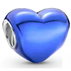 Prívesok Striebro 925 Kovové modré srdce, korálik na náramok, láska Prívesok Striebro 925 Kovové modré srdce, korálik na náramok, láska