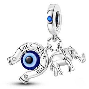 Strieborný prívesok 925 Podkova, modré oko, slon, šťastný náramok Strieborný prívesok 925 Podkova, modré oko, slon, šťastný náramok