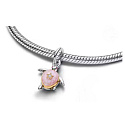 Charm Sterlingové stříbro 925 Želva Trust the Journey s růžovým kamenem, přívěsek na náramek zvíře