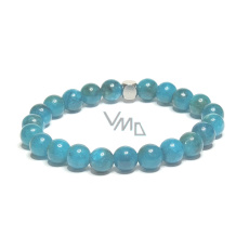 Apatit modrý náramok elastický prírodný kameň, guľôčka 6 mm / 16 - 17 cm, realizácia kameňa