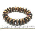 Tigrie oko náramok elastický prírodný kameň, donut 1,5 cm / 16-17 cm, kameň slnka a zeme, prináša šťastie a bohatstvo