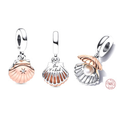 Striebro 925 Lastura a ošetrené sladkovodné kultivované perly, prívesok s otvárateľným náramkom 2v1, more