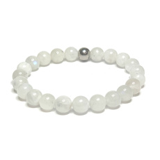 Mesačný kameň modrý náramok elastický prírodný kameň, guľôčka 8 mm / 16-17 cm, kameň osudu