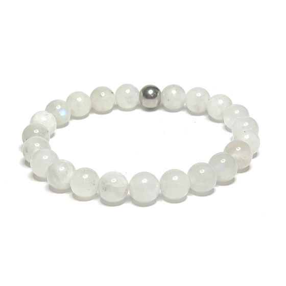 Mesačný kameň modrý náramok elastický prírodný kameň, guľôčka 8 mm / 16-17 cm, kameň osudu