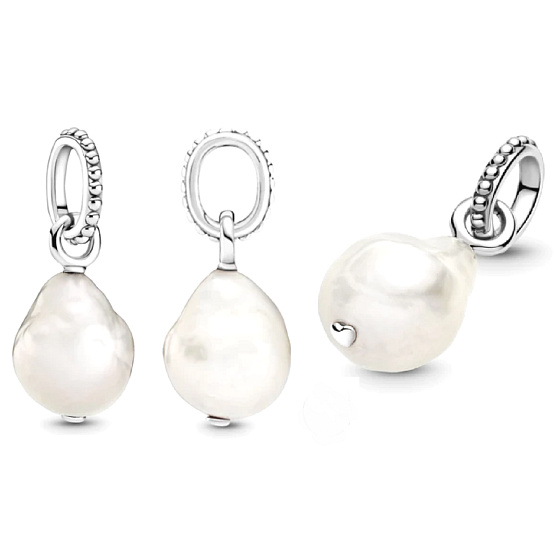 Prívesok zo striebra 925 Perla baroková rieka na náramok, symbol