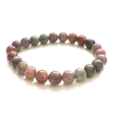Spinel náramok elastický prírodný kameň, guľôčka 8 mm /16 - 17 cm, šťastie - dobrá nálada