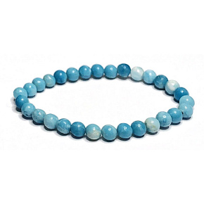 Larimar náramok elastický prírodný kameň, guľôčka 6 mm / 16 - 17 cm, kameň bájnej Atlantídy