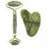 Jade Gua Sha 5 x 8 cm + masážny valček 14 x 5,5 cm redukuje vrásky, opuchy, zlepšuje elasticitu pokožky, sada bez obalu