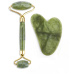 Jade Gua Sha 5 x 8 cm + masážny valček 14 x 5,5 cm redukuje vrásky, opuchy, zlepšuje elasticitu pokožky, sada bez obalu