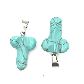 Tyrkenit Penis pre šťastie, prívesok prírodný kameň ručne brúsený cca 11 x 22 mm, kameň mladých ľudí, hľadá životný cieľ