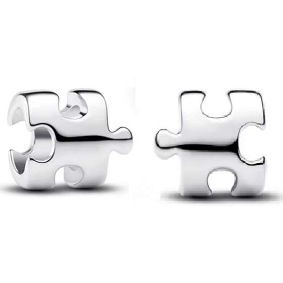 Charm Sterlingové stříbro 925 Puzzle dílek, mini korálek na náramek, symbol spojení a celistvosti, přátelství