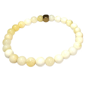 Elastický náramok z prírodnej slonoviny, guľôčka 6 mm / 16 - 17 cm