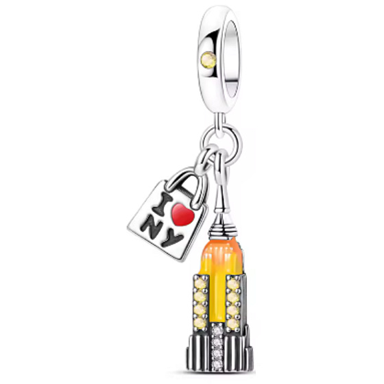 Charm Sterlingové stříbro 925 USA New York  – Empire State Building, sen a odvaha uspět, přívěsek na náramek cestování