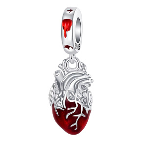 Charm Sterlingové stříbro 925 Anatomické srdce – síla emocí a odvahy, přívěsek na náramek láska