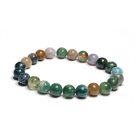 Agátový indický náramok elastický prírodný kameň, guľôčka 8 mm / 16 - 17 cm, symbolizuje živel zeme