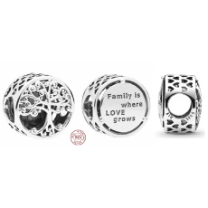 Striebro 925 Strom života - rodina je tam, kde rastie láska, korálik na náramok rodina