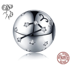 Striebro 925 znamenie zverokruhu Baran + zirkón, korálik na náramok 9 mm