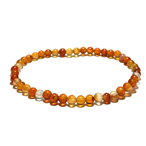 Achát oranžový náramok elastický prírodný kameň, guľôčka 4 mm / 19 cm, stabilita, energia, sebavedomie