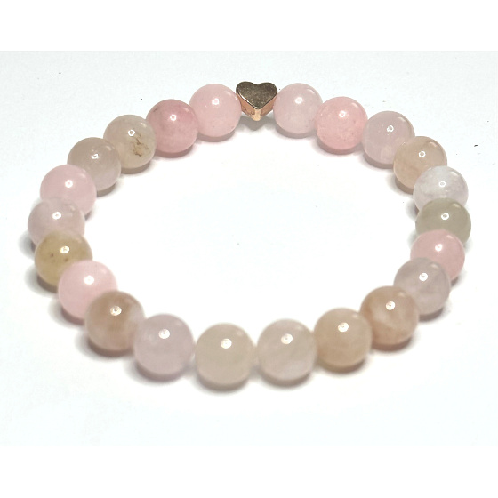 Morganit ružový náramok elastický prírodný kameň, guľôčka 8 mm / 16-17 cm, kameň božskej lásky