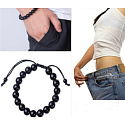 Obsidián Fitness, Náramok na chudnutie z prírodného kameňa, ručne pletený, nastaviteľná veľkosť, gulička 10 mm, záchranný kameň