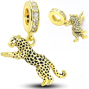 Prívesok na náramok zo striebra 925 Leopard, zvierací prívesok