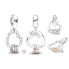 Prívesok zo striebra 925 Srdce plné sŕdc, prívesok na náramok 3v1