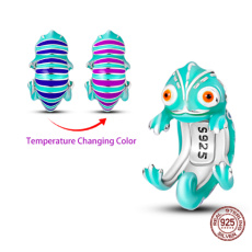 Prívesok zo striebra 925 Thermo - Chameleón, ktorý mení farby, korálik na náramku zviera Prívesok zo striebra 925 Thermo - Chameleón, ktorý mení farby, korálik na náramku zviera
