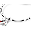 Strieborný 925 šarm Disney Minnie Mouse & Mickey Mouse bozkávanie, náramok prívesok