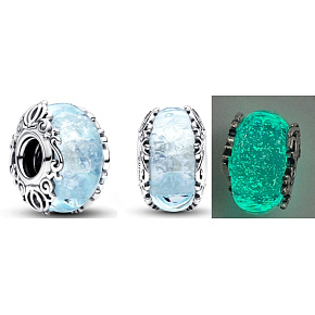 Charm Striebro 925 Luminozné Disney Popoluška Murano sklo, korálka na náramok film