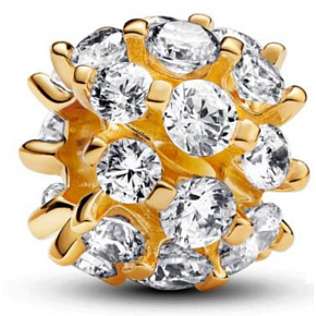 Prívesok Striebro 925 Zlatý trblietavý okrúhly prívesok, korálik na náramku symbol