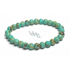 Tyrkenit zelenomodrý náramok elastický korálik 6 mm / 16-17 cm, kameň mladých ľudí, ktorí hľadajú životný cieľ
