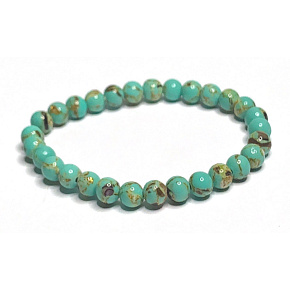 Tyrkenit zelenomodrý náramok elastický korálik 6 mm / 16-17 cm, kameň mladých ľudí, ktorí hľadajú životný cieľ