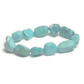 Tyrkenit Troml náramok elastický prírodný kameň z lesklých a zaoblených kameňov 16 - 17 cm, kameň mladých ľudí, ktorí hľadajú životný cieľ