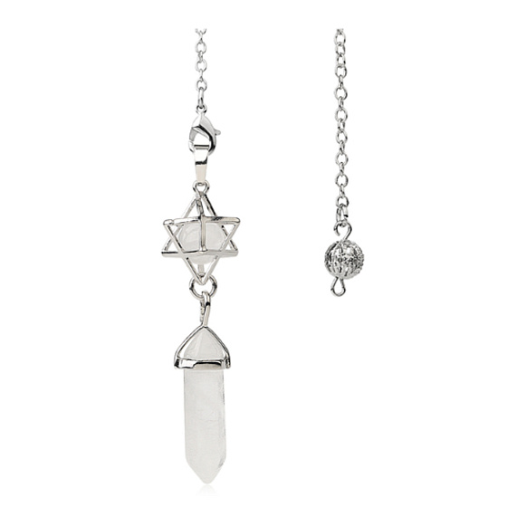 Krištáľová Merkaba + kyvadlo, prívesok z prírodného kameňa 71 x 8 x 8 mm