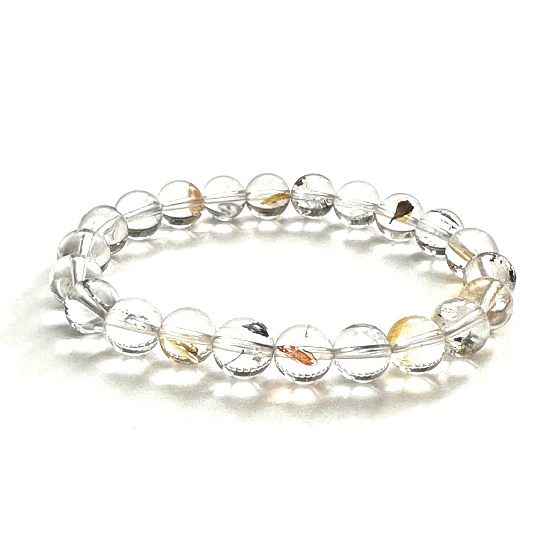 Herkimer diamantový energetický quartz náramok elastický prírodný kameň, guľôčka 8 - 9 mm /16 - 17 cm, kameň šťastia