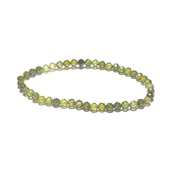 Zirkón zelený fazet náramok elastický prírodný kameň, guľôčka 4 mm / 19 cm, kameň pamäti, sebavedomia a úspechu
