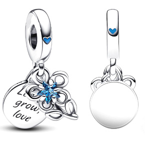 Prívesok zo striebra 925 Kvitnúci kvet 2v1, prívesok na náramku rodina