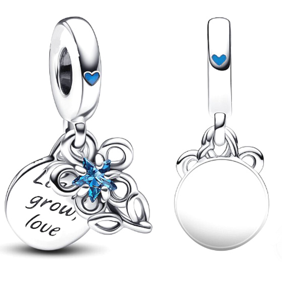 Prívesok zo striebra 925 Kvitnúci kvet 2v1, prívesok na náramku rodina