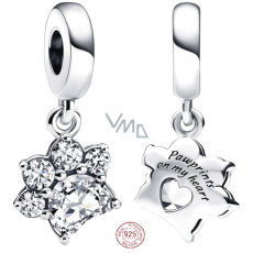 Prívesok zo striebra 925 Iskrivá labka, prívesok na náramok pre domáce zvieratko