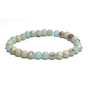 Jaspis / Šušan náramok z elastického prírodného kameňa, guľôčka 6 mm / 16 - 17 cm