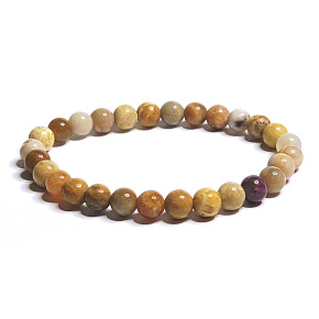 Koralová skamenelina Chryzantéma náramok elastický prírodný kameň, gulička 6 mm / 16 - 17 cm Koralová skamenelina Chryzantéma náramok elastický prírodný kameň, gulička 6 mm / 16 - 17 cm