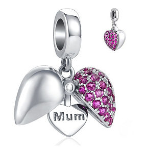 Striebro 925 Srdce otvárateľné I love you Mama, rodinný náramok prívesok
