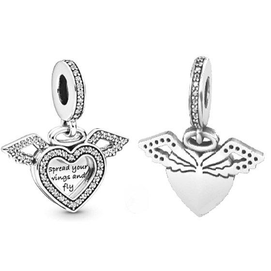 Charm Anjelské krídla, rozprestierajú sa a letia, prívesok na náramku symbol